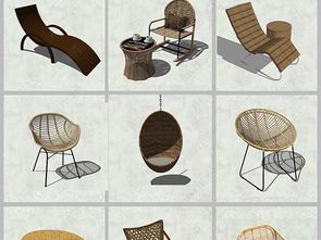 精品藤椅su模型設計模型下載